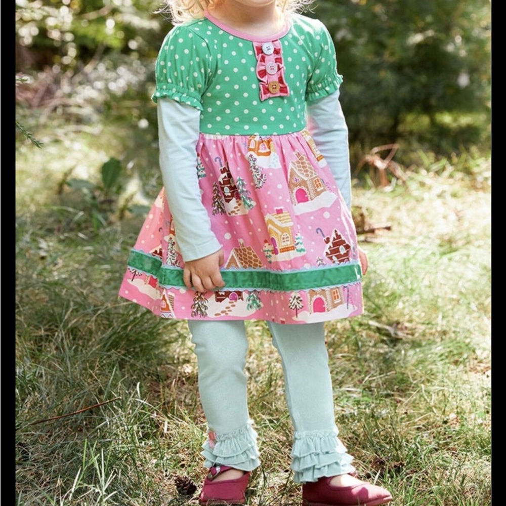Matilda Jane Dress Toddler Girl 4T Gingerbread Village Wonderment Holiday Christ